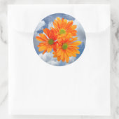 Nur 3 Gerbera Daisy Blüten + Ihr Text & Ideen Runder Aufkleber (Tasche)