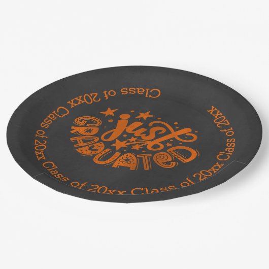 Nur abgestuft - Orange Pappteller (Schrägansicht)