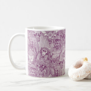 nur afrikanische Dschungeltiere lila halb Perle Kaffeetasse