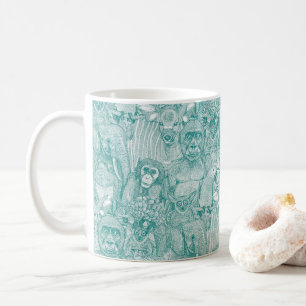nur afrikanische Dschungeltiere Türkis Weiß Kaffeetasse