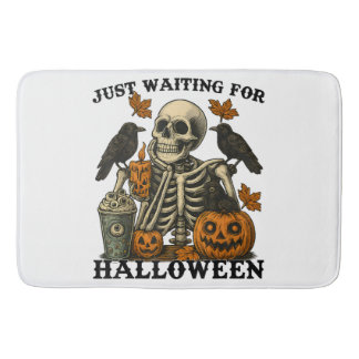 Nur auf Halloween wartendes Skelett Kaffee Badematte