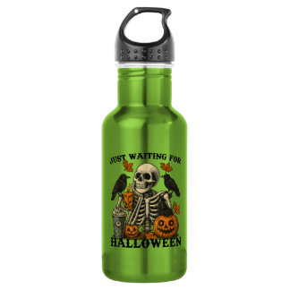 Nur auf Halloween wartendes Skelett Kaffee Edelstahlflasche