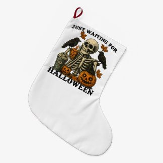 Nur auf Halloween wartendes Skelett Kaffee Großer Weihnachtsstrumpf