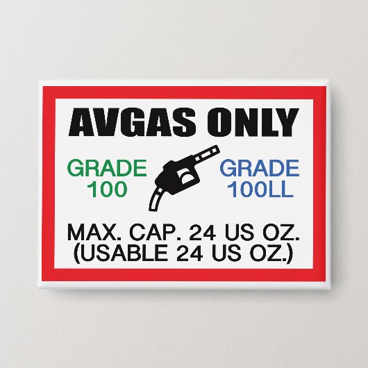 nur AVGAS/100LL Kraftstoff Button (Vorderseite)