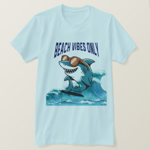 Nur Beach Vibes - Cooler Hai mit Sonnenbrille T-Shirt