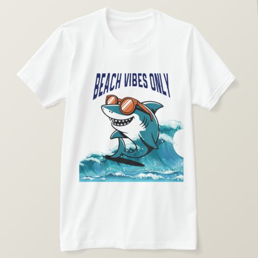 Nur Beach Vibes - Cooler Hai mit Sonnenbrille T-Shirt (Design vorne)