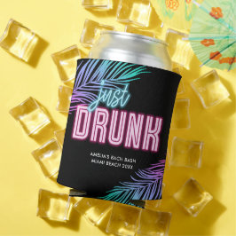 Nur Betrunken Neon Blue & Pink Tropical Bach Dosenkühler