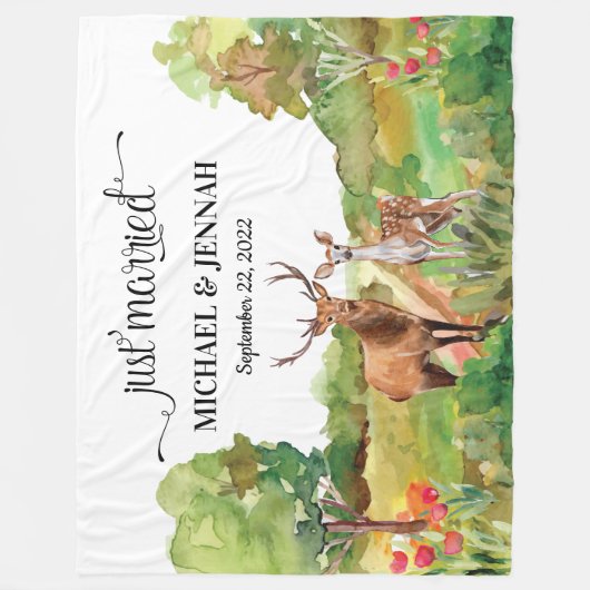 Nur Blanket mit Buck und Doer Deer heiraten Fleecedecke (Vorderseite)