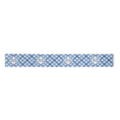 Nur blauer Ginghamdiamant-Monogrammname weit Satinband (Vorderseite)