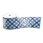 Nur blauer Ginghamdiamant-Monogrammname weit Satinband (Spule)