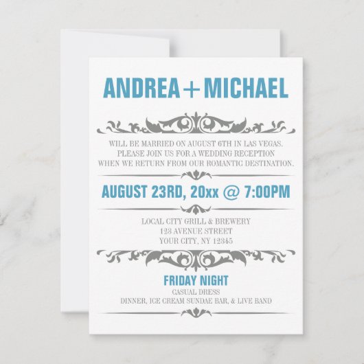 Nur Blue Gray Hochzeit Einladung (Vorderseite)