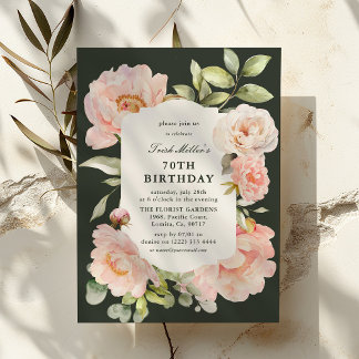 Nur Blush Floral 70. Geburtstag Einladung