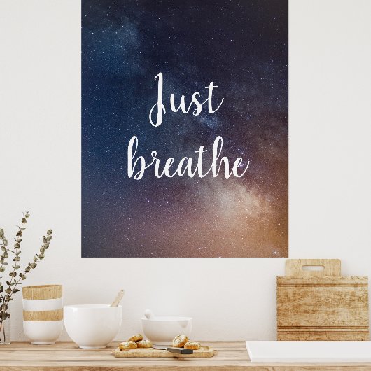 NUR BREATHE - Night Sky Zitat Poster (Küche)