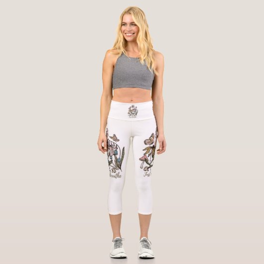 Nur Breathe-Wildblume-Yoga-Natur-Niedlich Capri Leggings (Vorderseite)