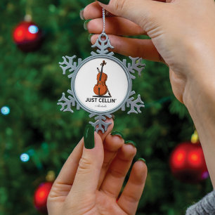 Nur Cellin Cellist Performance Music Personalisier Schneeflocken Zinn-Ornament