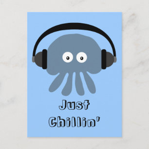 Nur Chillin' blaue Qualle mit Kopfhörern Postkarte