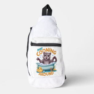 Nur Cooning, spielerisches Raccoon Bath Time Adven Crossbody Bag