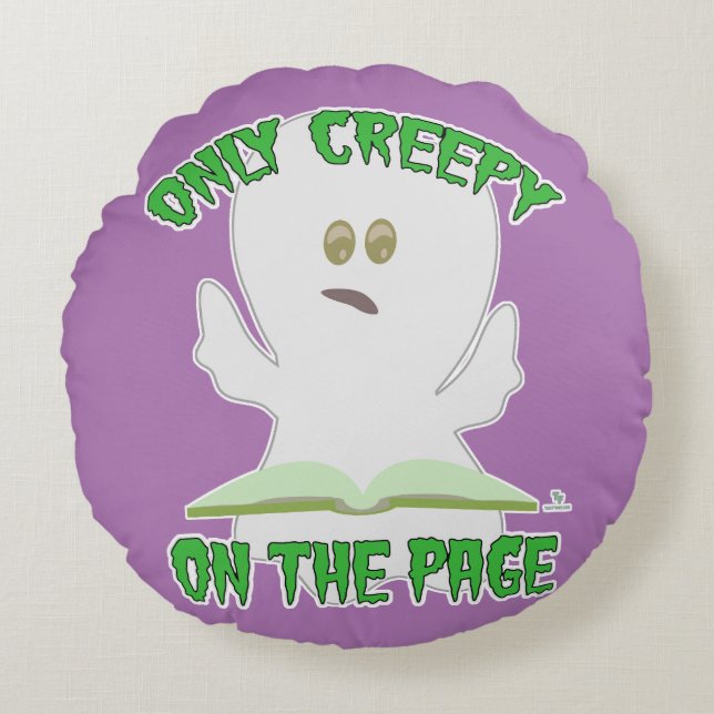 Nur Creepy auf Page Horror Funny Ghost Writer Rundes Kissen (Vorderseite)
