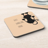 Nur da hängen schwarze Katze Cartoon lustiger Text Getränkeuntersetzer (Linke Seite)