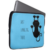 Nur da hängen schwarze Katze Cartoon lustiger Text Laptopschutzhülle (Vorne Rechts)