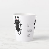 Nur da hängen schwarze Katze Cartoon lustiger Text Milchtasse (Vorderseite)