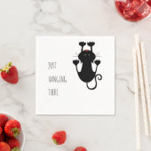 Nur da hängen schwarze Katze Cartoon lustiger Text Serviette (Beispiel)