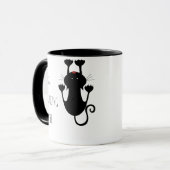 Nur da hängen schwarze Katze Cartoon lustiger Text Tasse (Vorderseite Links)