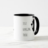Nur da hängen schwarze Katze Cartoon lustiger Text Tasse (VorderseiteRechts)