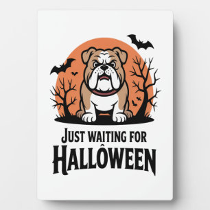 Nur darauf warten, dass Halloween Hund Fotoplatte