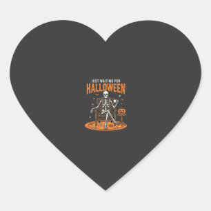 Nur darauf warten, dass Halloween-Skelett-Design_1 Herz-Aufkleber