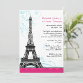 NUR der Eiffelturm Pariser Empfang geblüht Einladung (Stehend Vorderseite)