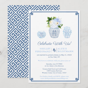 Nur der Empfang von Blue and White Wedding Ginger Einladung