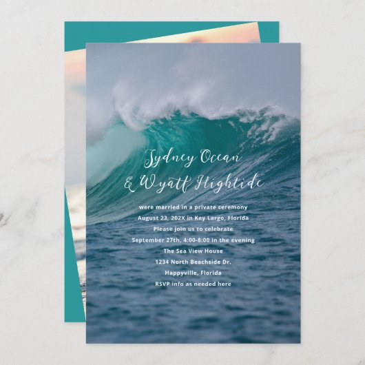 Nur der private Ehepartner-Empfang in Brandwellen Einladung (Vorne/Hinten)