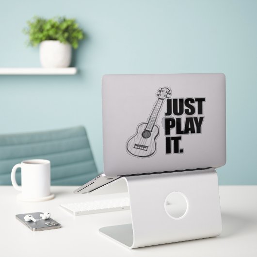 Nur die Aufkleber abspielen (Laptop auf Schreibtisch)