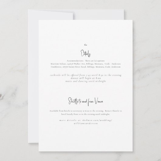 Nur die Einladung für die Hochzeitsfeier (Vorderseite)