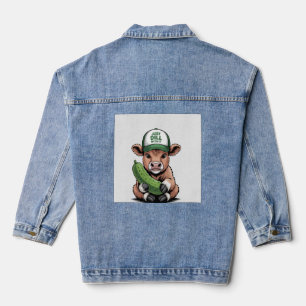 Nur Dill mit Kuh PNG, Lustige Gurke Jeansjacke