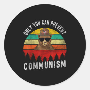 Nur du kannst den Kommunismus Russischer Bär Retro Runder Aufkleber