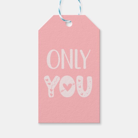 Nur du rosa Valentinstag Geschenkanhänger (Vorderseite)
