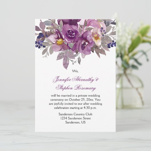 Nur dunkler Lila Empfang Einladung (Stehend Vorderseite)