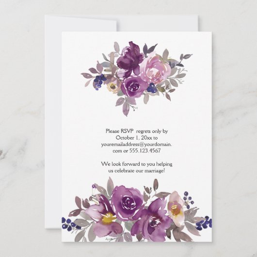 Nur dunkler Lila Empfang Einladung (Rückseite)