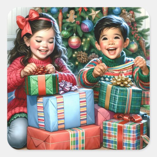 Nur ein altmodischer Weihnachtsvormittag Quadratischer Aufkleber (Vorderseite)