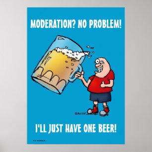 Nur ein Bier Funny Blue Poster