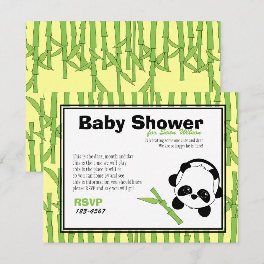 Nur ein bisschen Bambus Einladung (Vorne/Hinten)