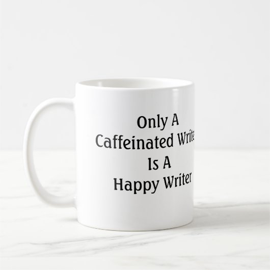 Nur ein Caffeinated Verfasser ist ein glücklicher Kaffeetasse (Links)