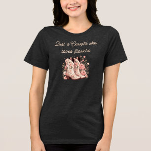 "Nur ein Cowgirl, das Blume Liebe" Tri-Blend Shirt