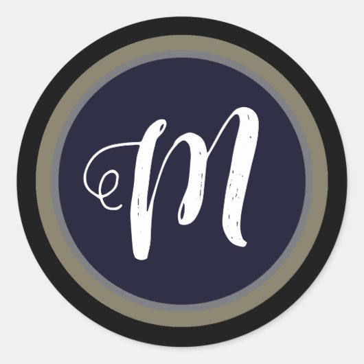 Nur ein einfacher Kreis mit Monogramm Runder Aufkleber (Vorderseite)