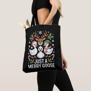 Nur ein fröhlicher Gänse-Weihnachts-Rentier-Zucker Tasche