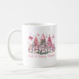 Nur ein fröhlicher Pinguin Wasserfarbe Weihnachten Kaffeetasse
