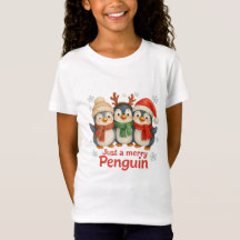 Nur ein fröhliches Pinguin-Kinder-Weihnachts-Shirt
