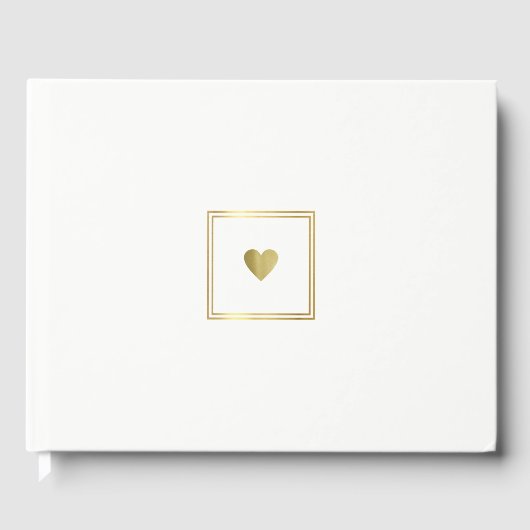 Nur ein gerahmtes Imitat goldenes Herz auf Weiß Gästebuch (Vorderseite)